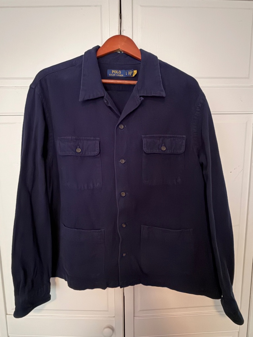 Men's L Polo Ralph Lauren Navy Work Shirt / Chore Shirt
